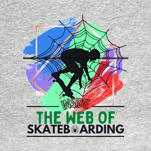 Trapped Inside the Web of Skateboarding Green/Bright T-Shirt